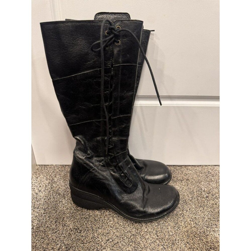 Miz Mooz Black Leather Lace-Up Boots